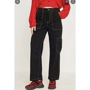BDG Urban Outfitters Black Relaxed Skate Jean Cargo‎ Pants Size 25